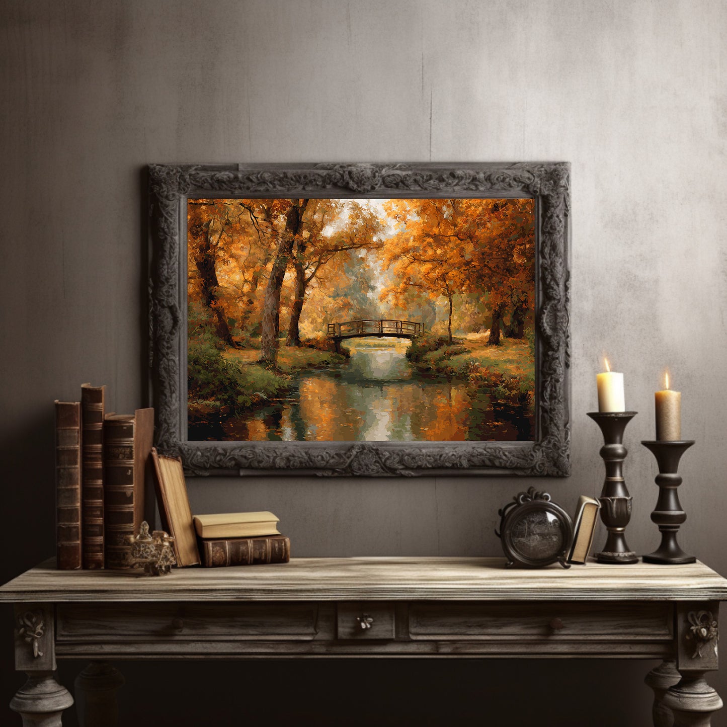 Amber Bridge Over Tranquil Waters