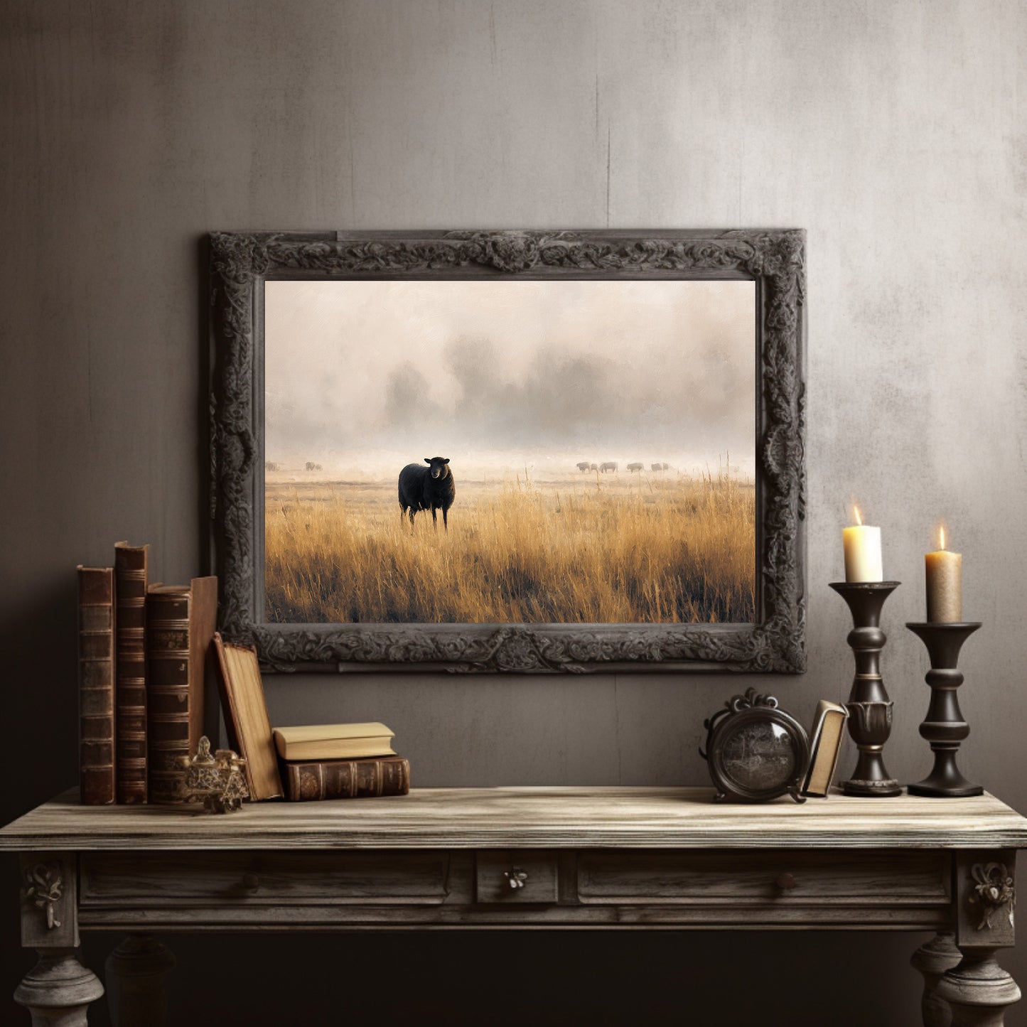 Lone Sheep Among Golden Fields