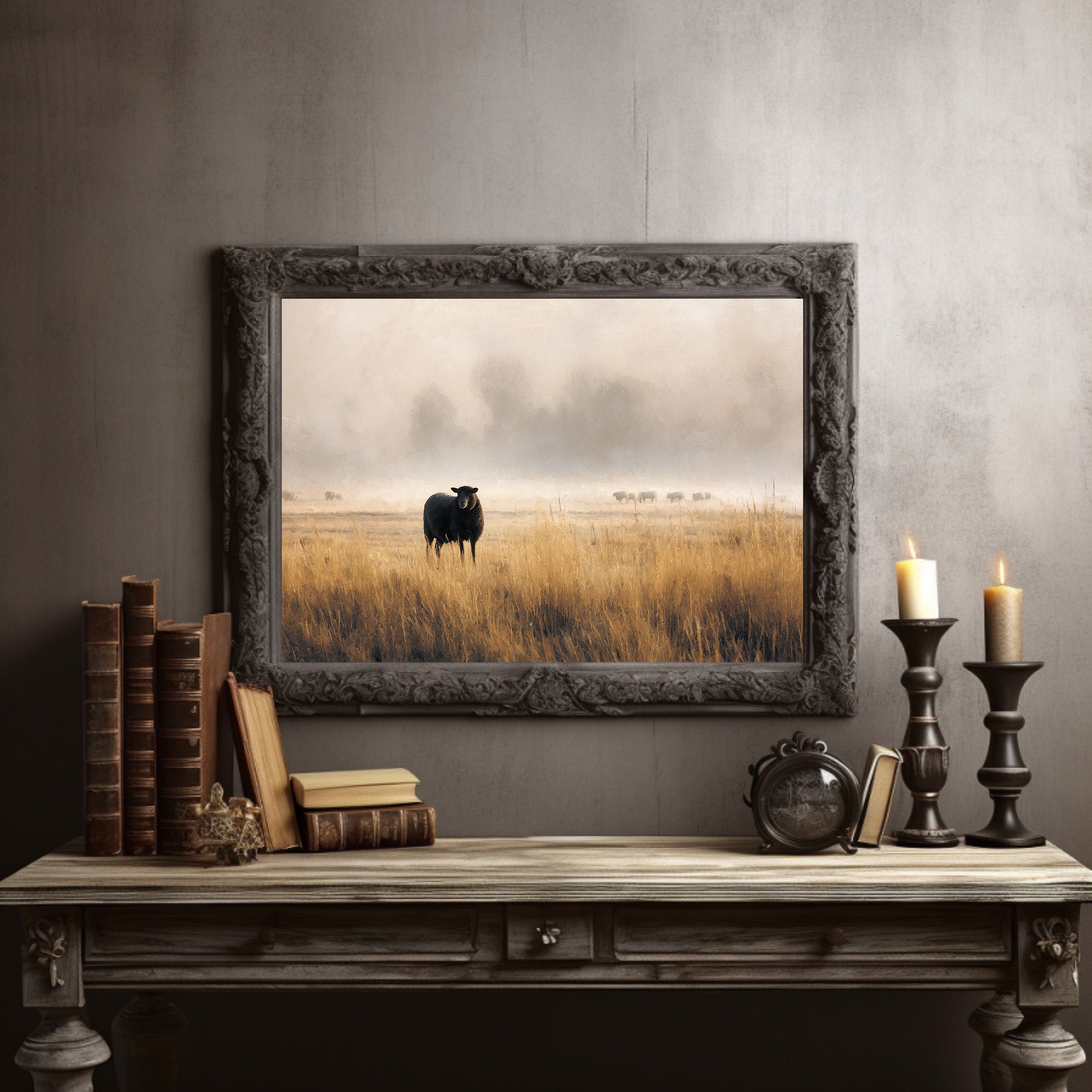 Lone Sheep Among Golden Fields