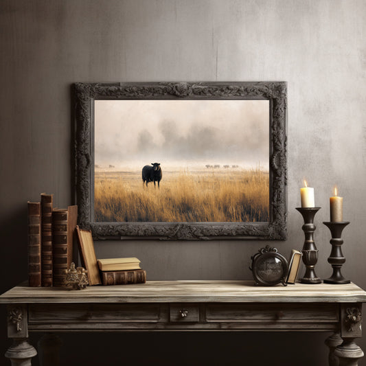 Lone Sheep Among Golden Fields