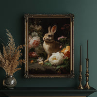 Rabbit Among Blooming Peonies