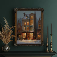 Bookshop Glows Through Winter Evening