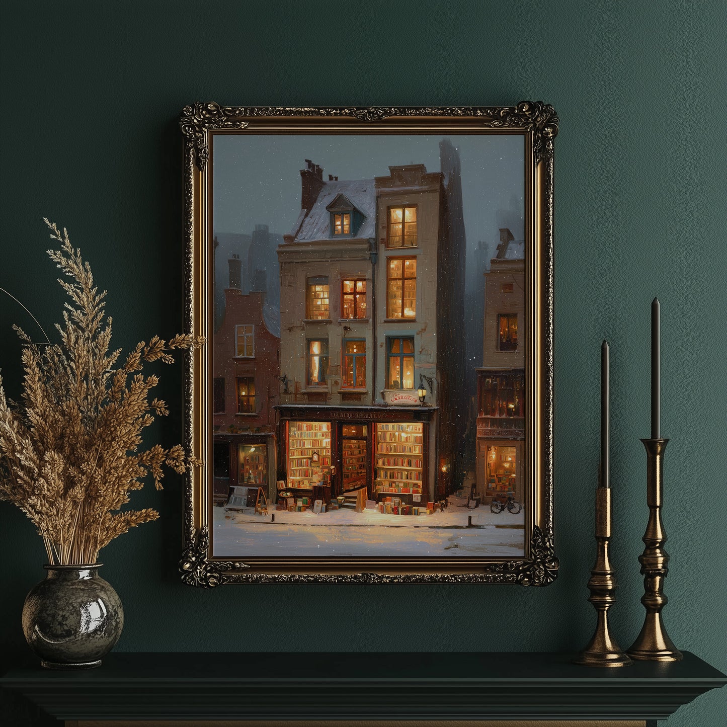 Bookshop Glows Through Winter Evening