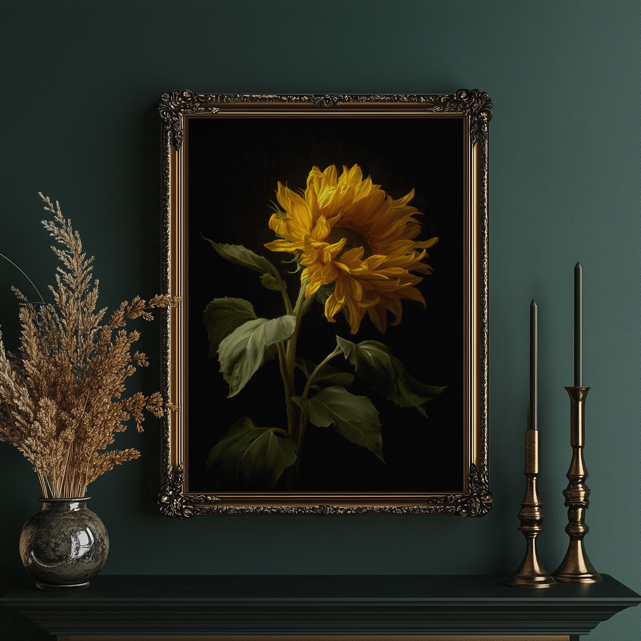 Golden Bloom Against Midnight Walls