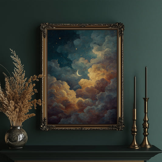 Crescent Rests Among Golden Clouds