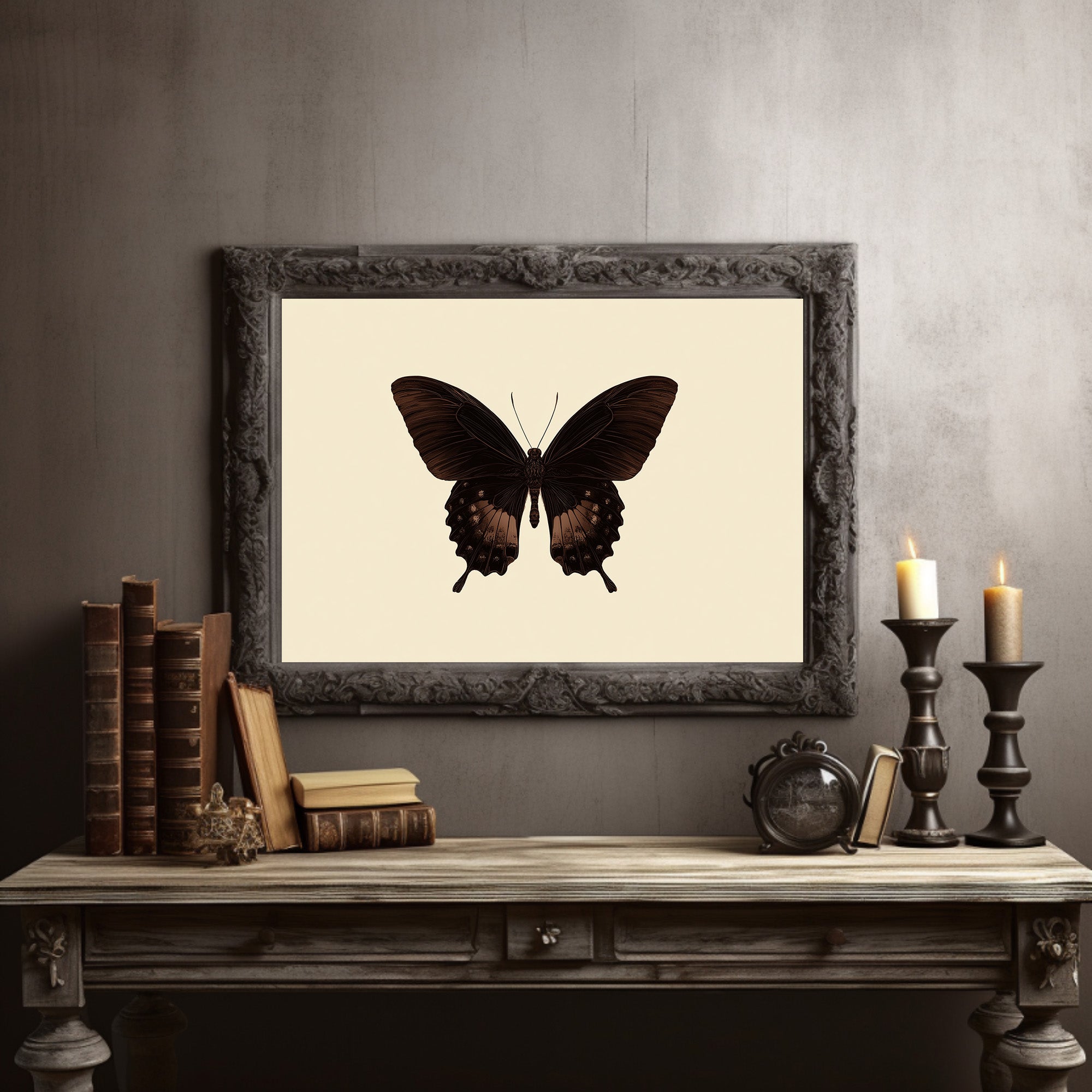 Dark Wings Against Ivory Canvas