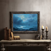 Distant Ship Braves Stormy Seas