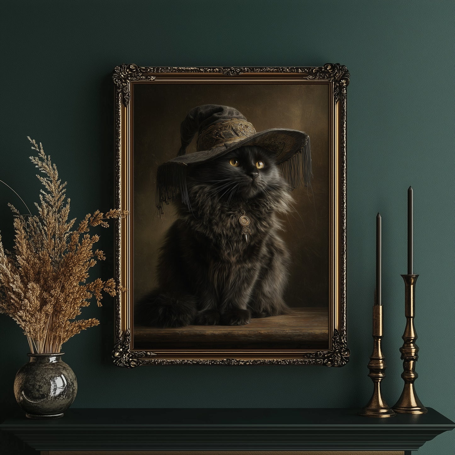 Midnight Feline Wears Victorian Elegance