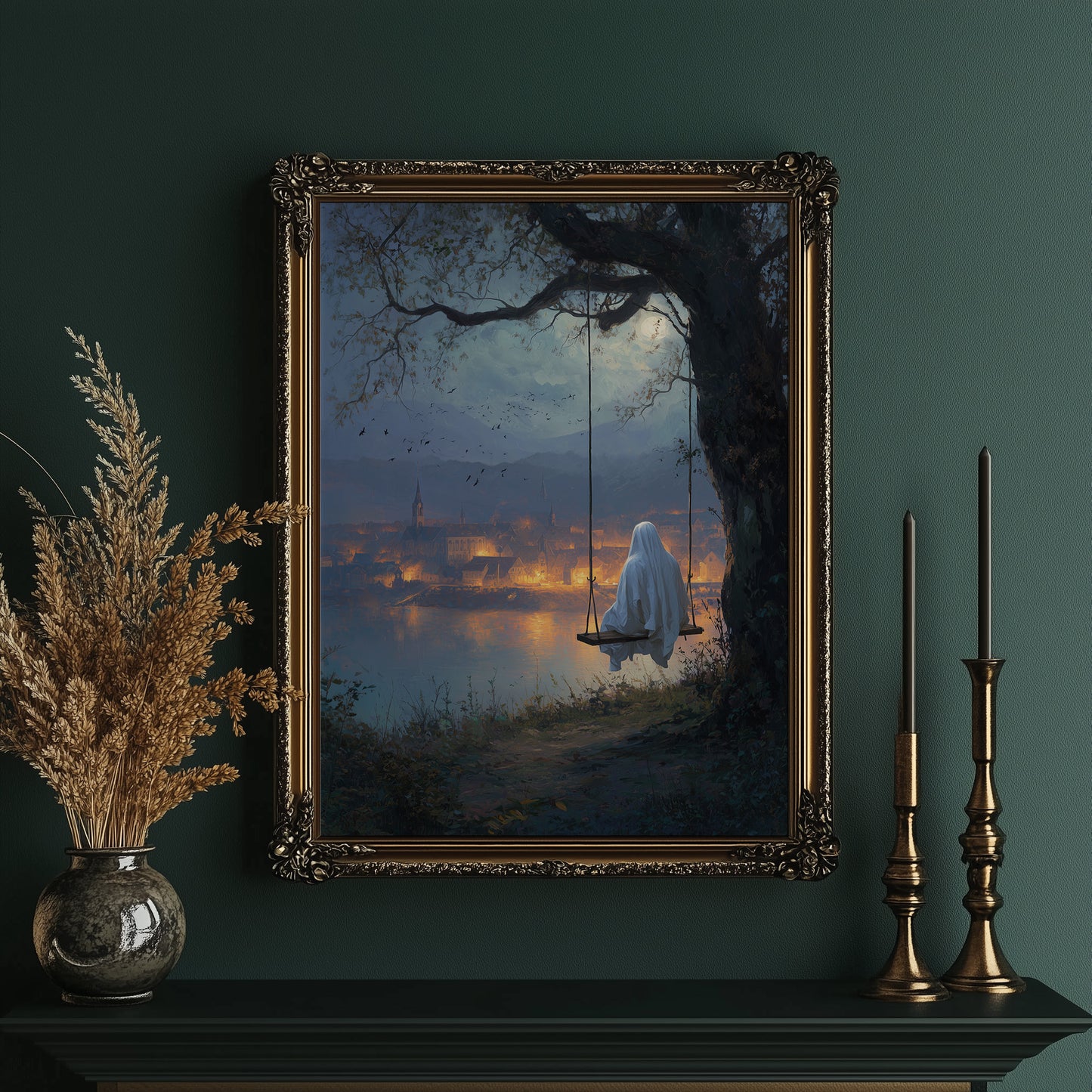 Midnight Swing Above Glowing Harbor