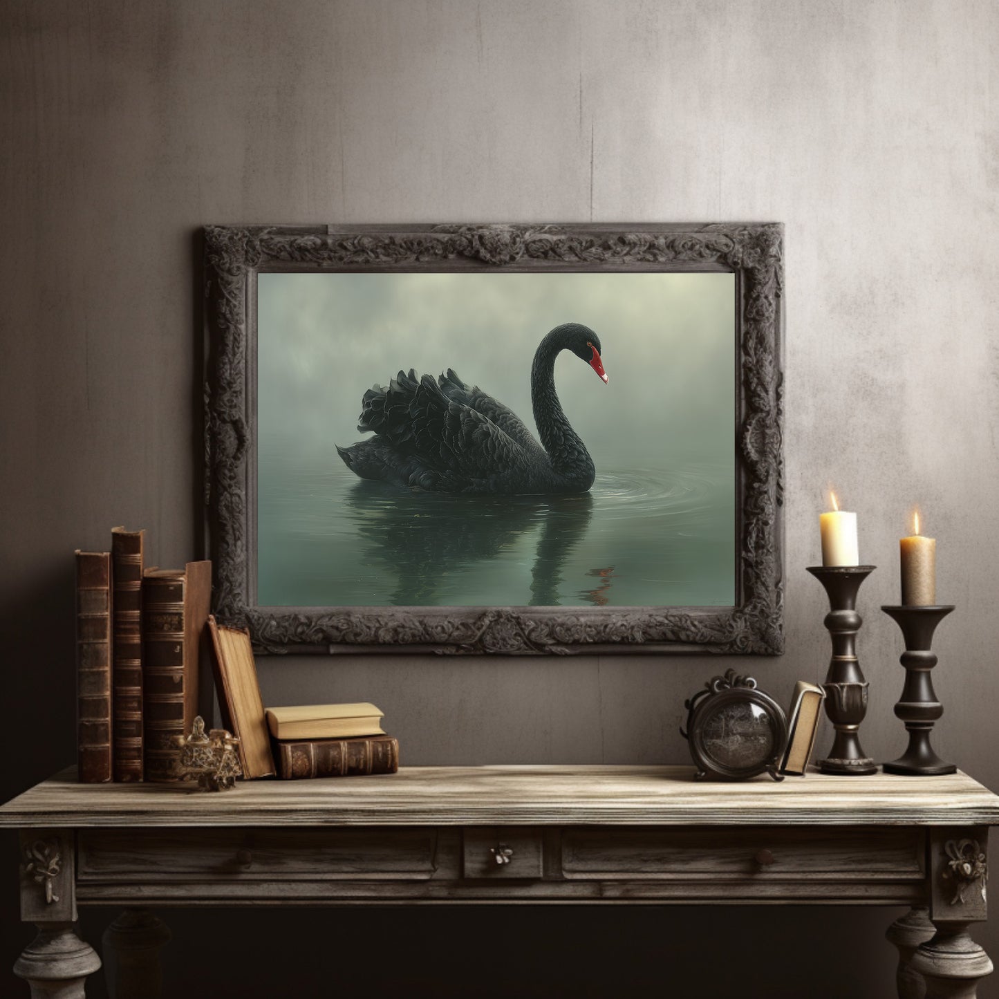 Elegant Glide Through Misty Waters