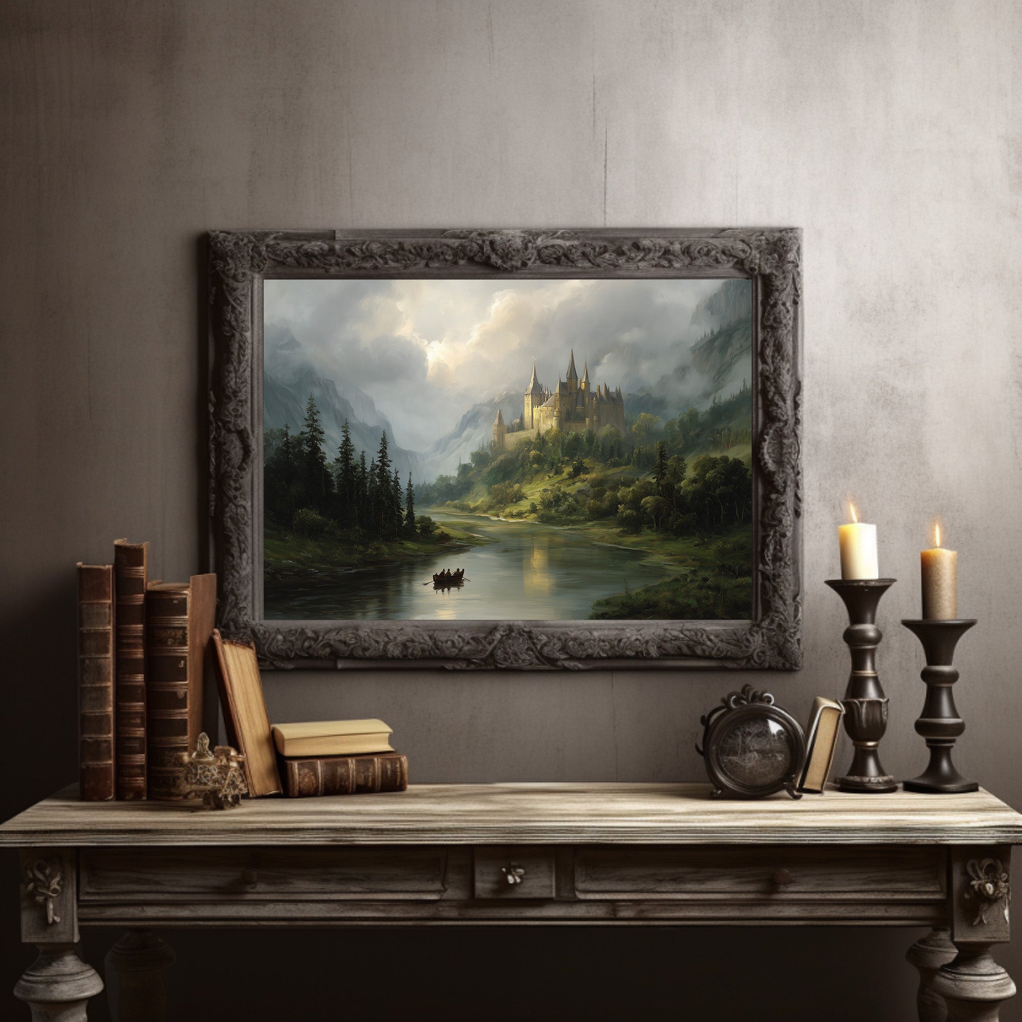 Castle Waters Under Stormy Skies