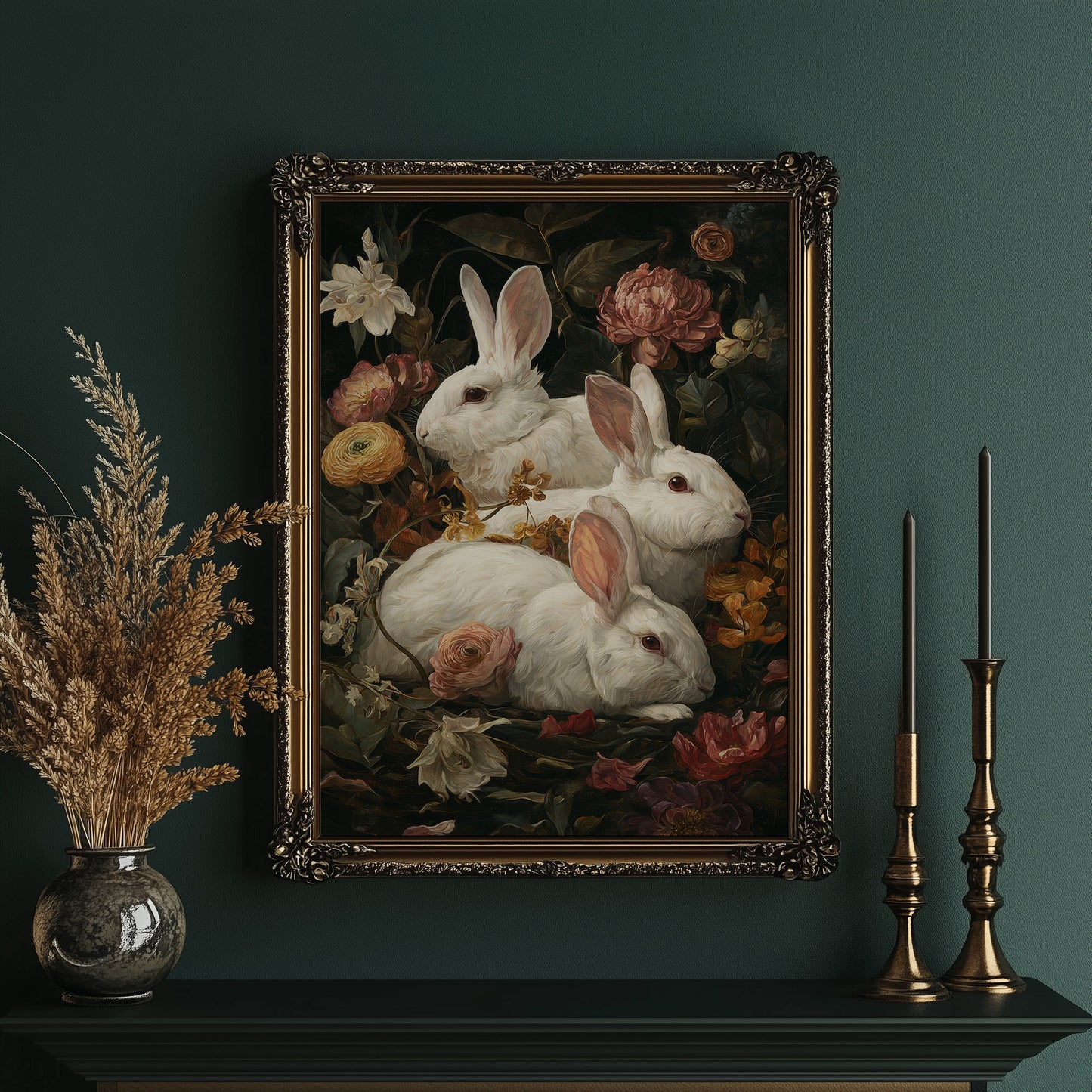 White Rabbits Among Velvet Blooms
