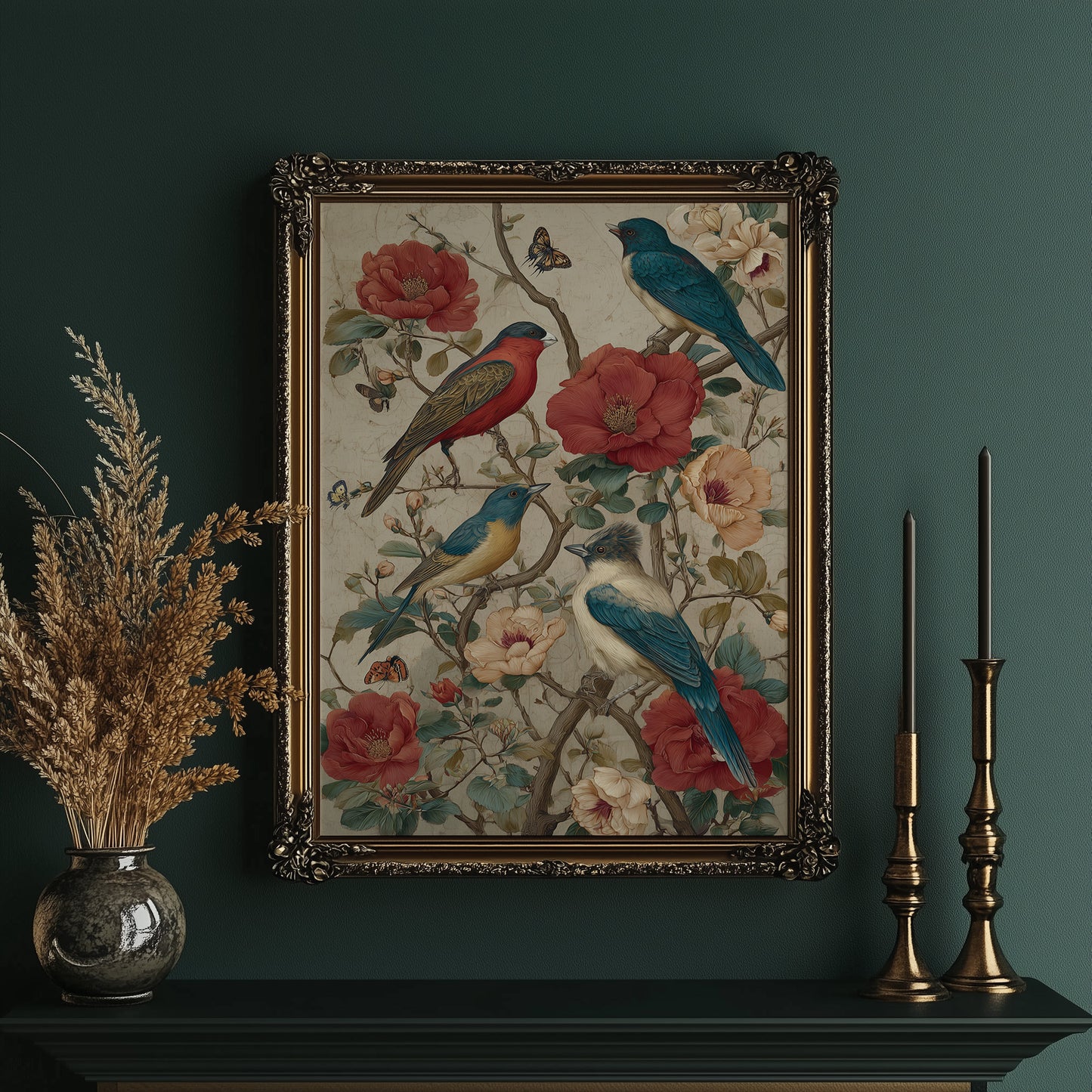 Songbirds Among Coral Blooms