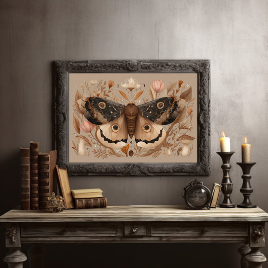 Botanical Moth Among Literary Treasures