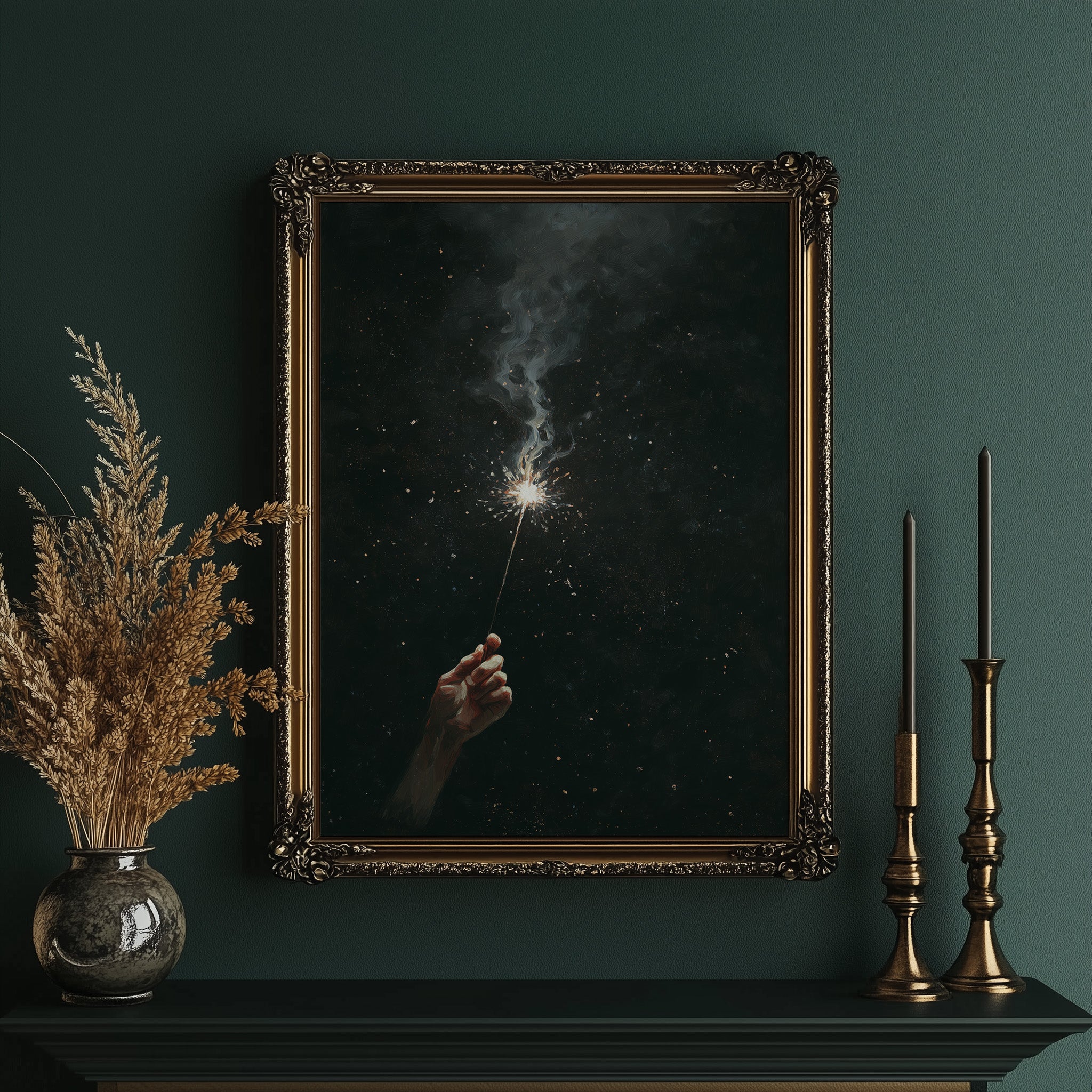 Midnight Spark Between Fingers