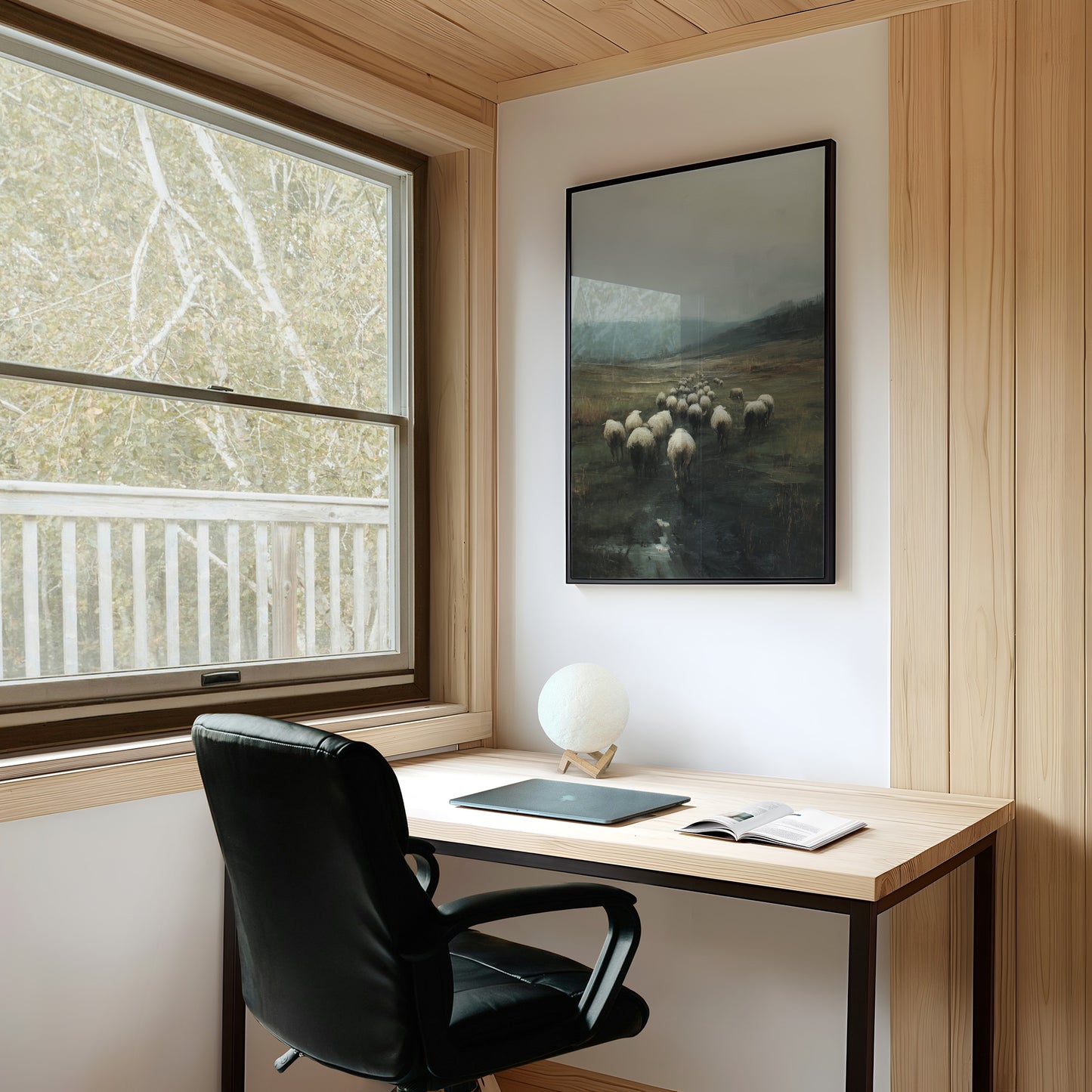 Flock Wanders Through Misty Moors