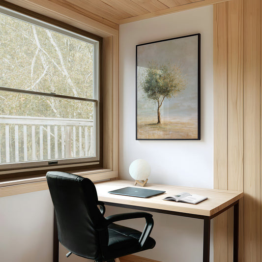 Solitary Olive Under Pale Sky