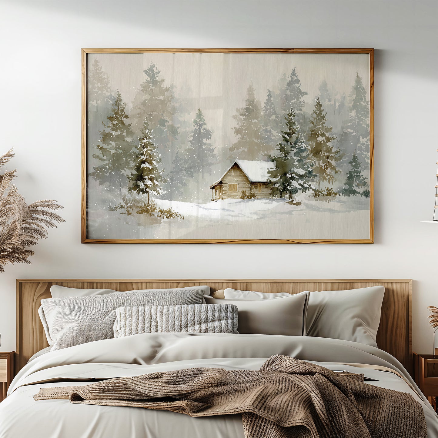 Cabin Nestled Among Frosted Pines