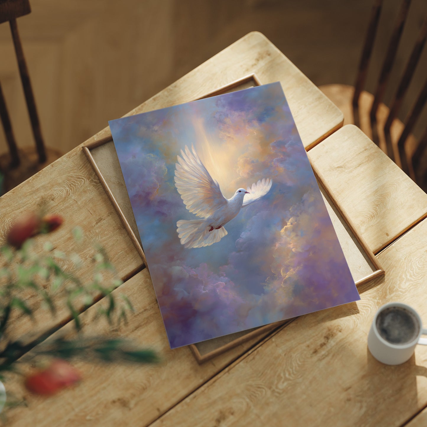 Dove Soars Through Heaven's Glow