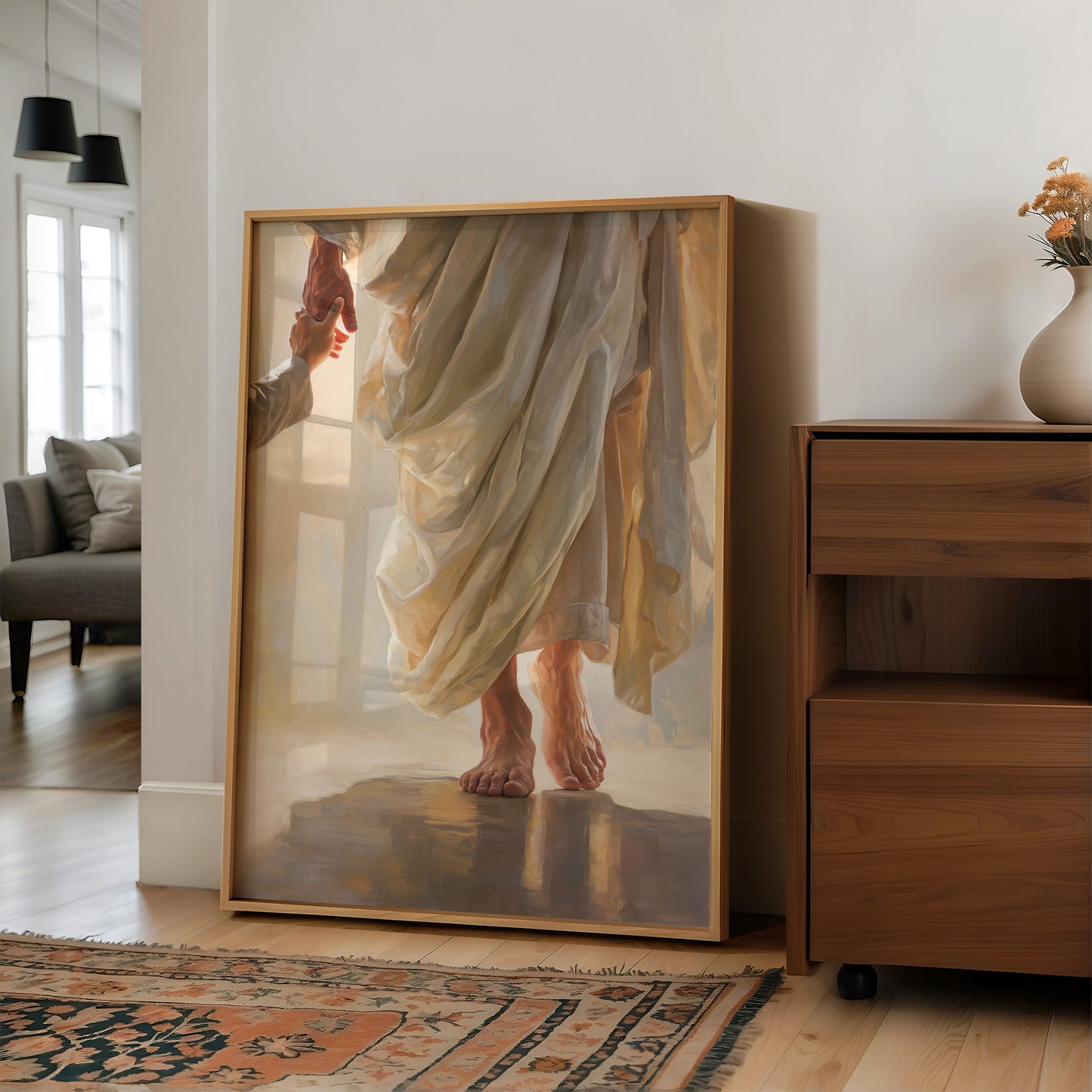 Sunlit Fabric Meets Bare Steps