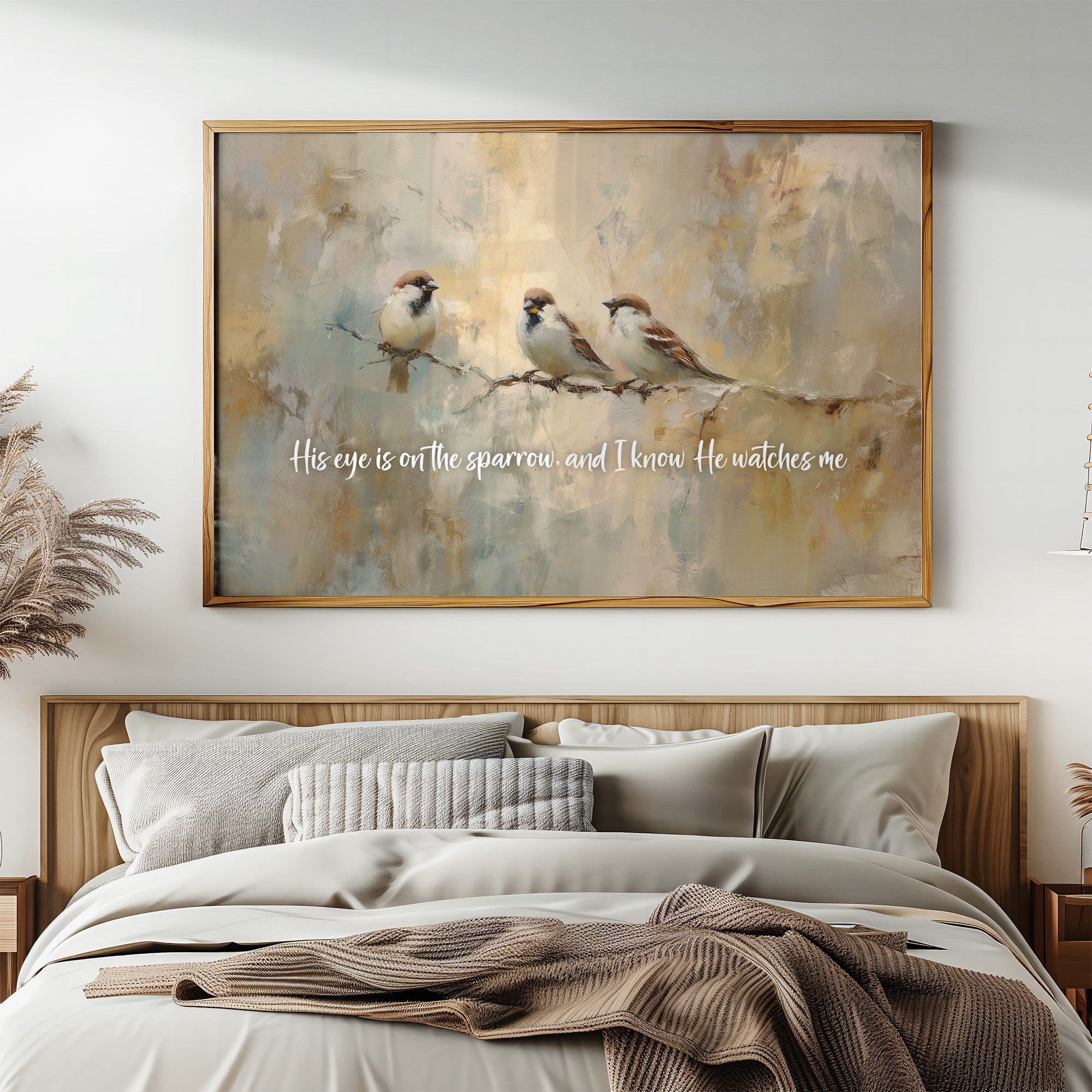 Sparrows Rest On Autumn Branch