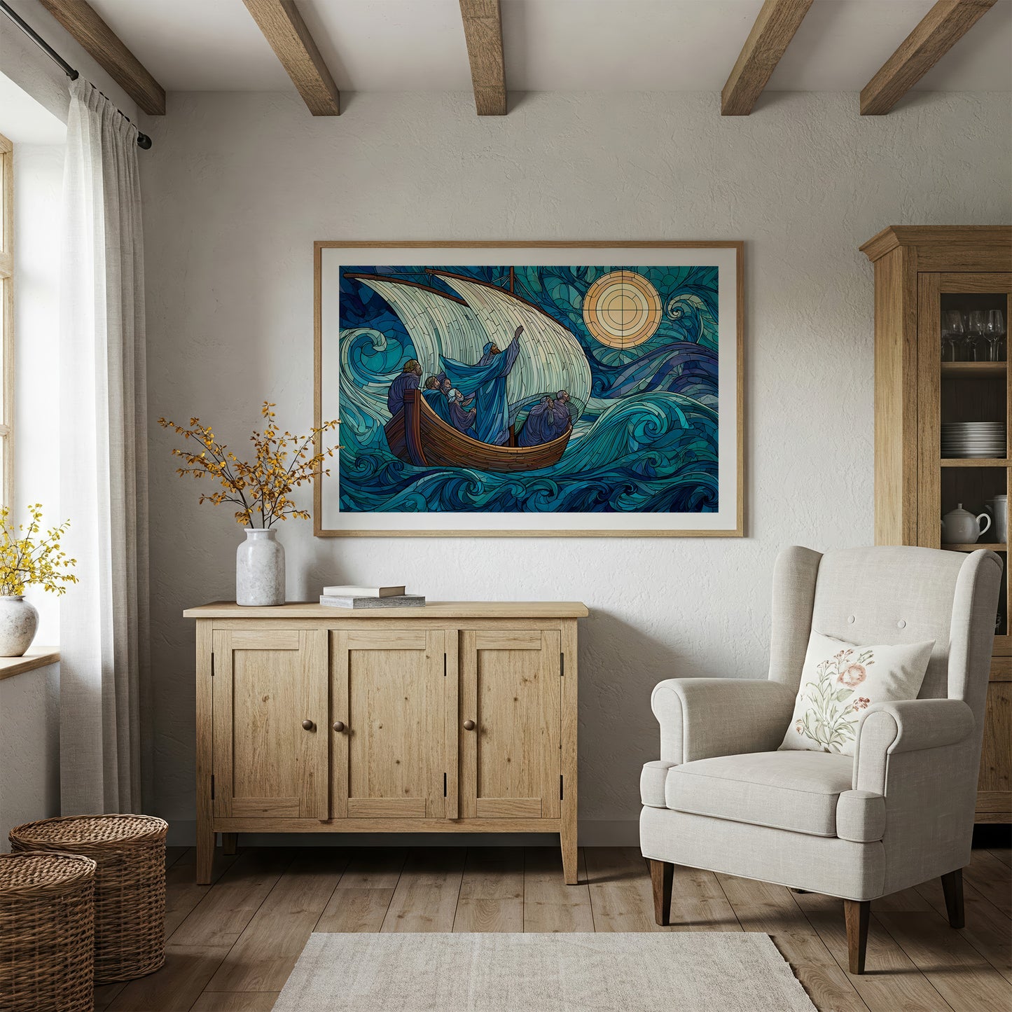 Stained Glass Voyage Through Tempest Seas