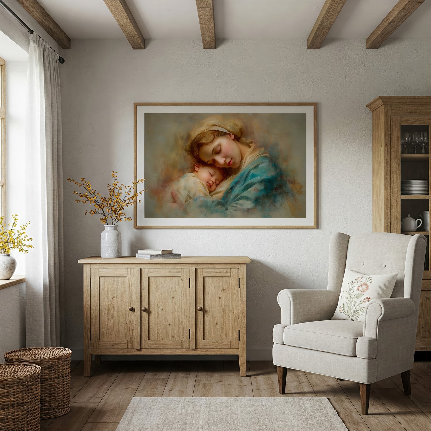 Tranquil Embrace in Turquoise and Gold