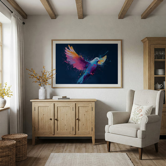 Prismatic Dove Carries Midnight Dreams