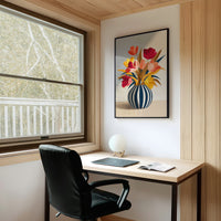 Vibrant Blooms in Striped Elegance
