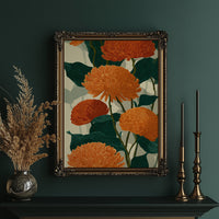 Orange Chrysanthemums Hold the Light