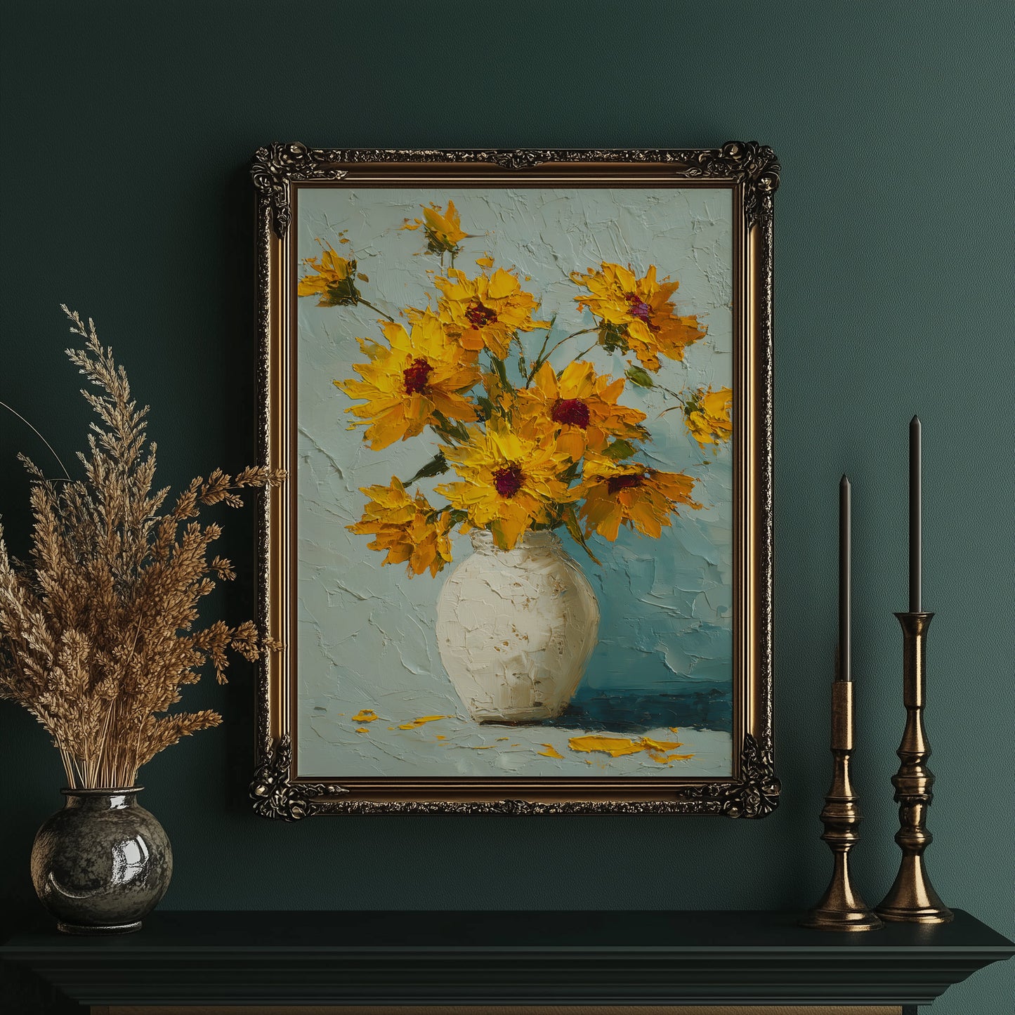 Sunburst Sunflowers in Palette Knife Texture