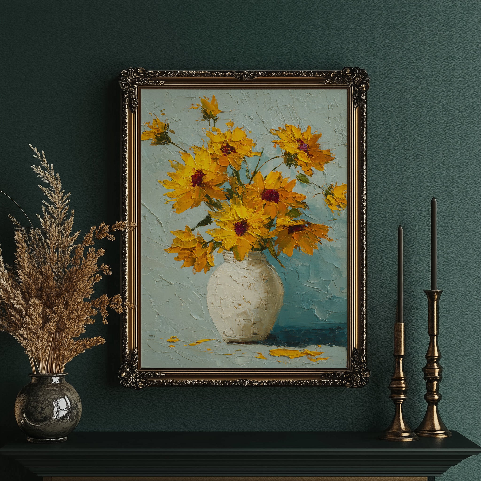 Sunburst Sunflowers in Palette Knife Texture