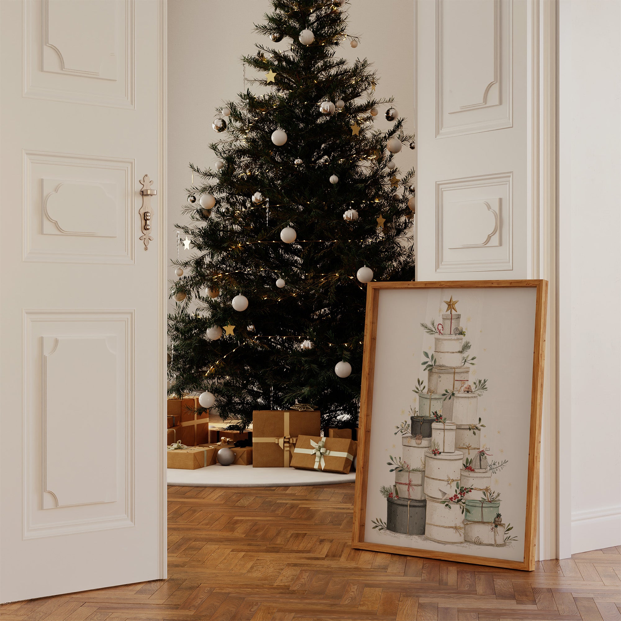 Stacked Treasures: A Festive Gift Tower