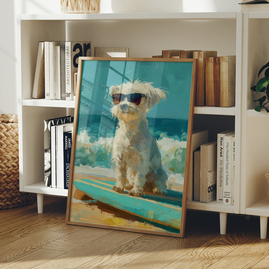 Beach Day Cool: Pup on a Surfboard