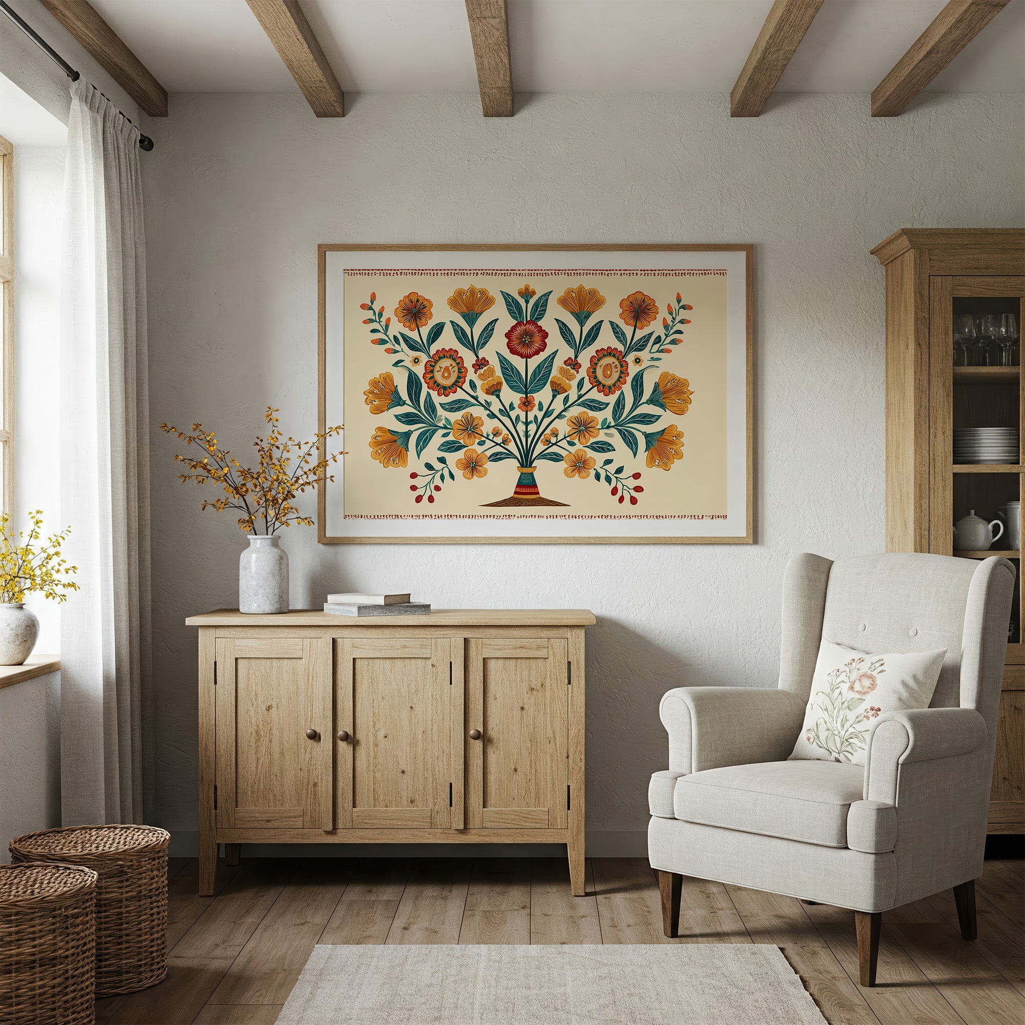 Amber Blooms in Folk Symmetry