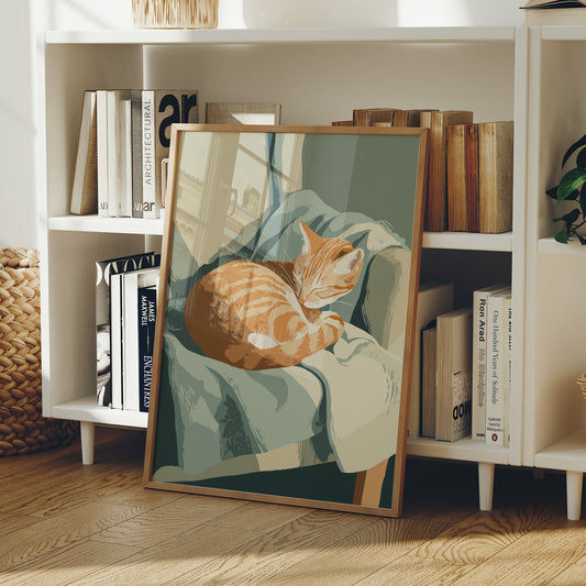 Ginger Kitten Curls In Gentle Arms