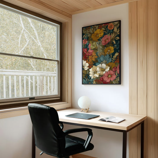 Golden Blooms Against Deep Teal