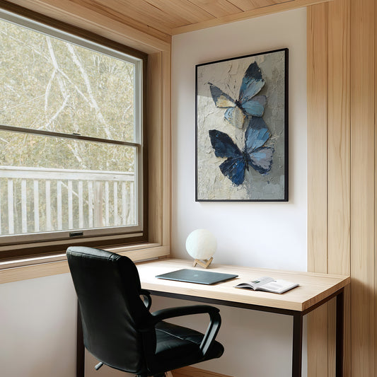 Blue Duet On Weathered Plaster