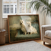 Two Terriers On Their Antique Settee