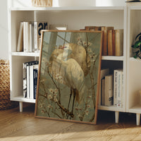 Heron Stands Where Blossoms Linger