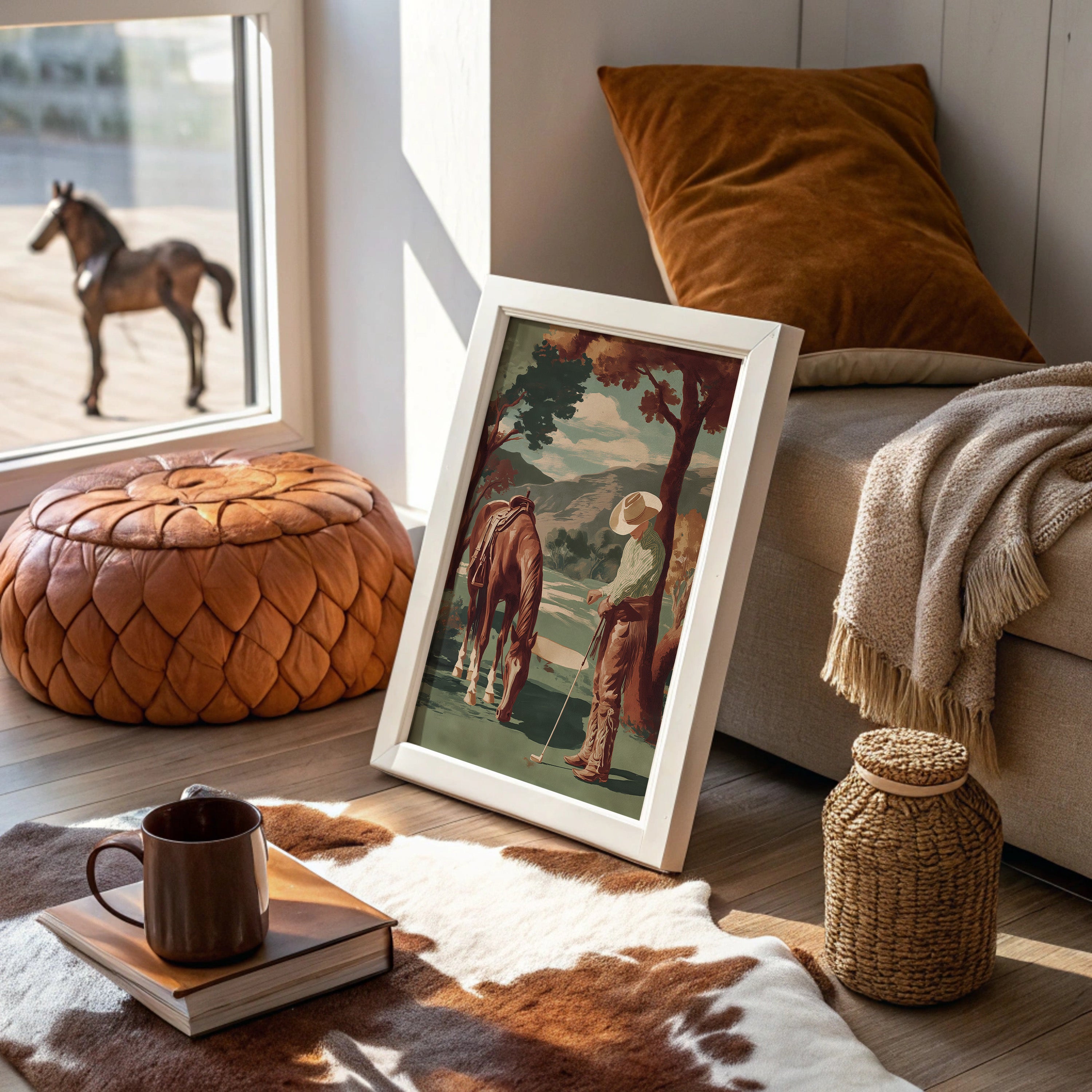 Pastoral Pause: Cowboy's Unexpected Fairway