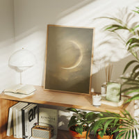 Crescent Moon Bathes In Golden Mist