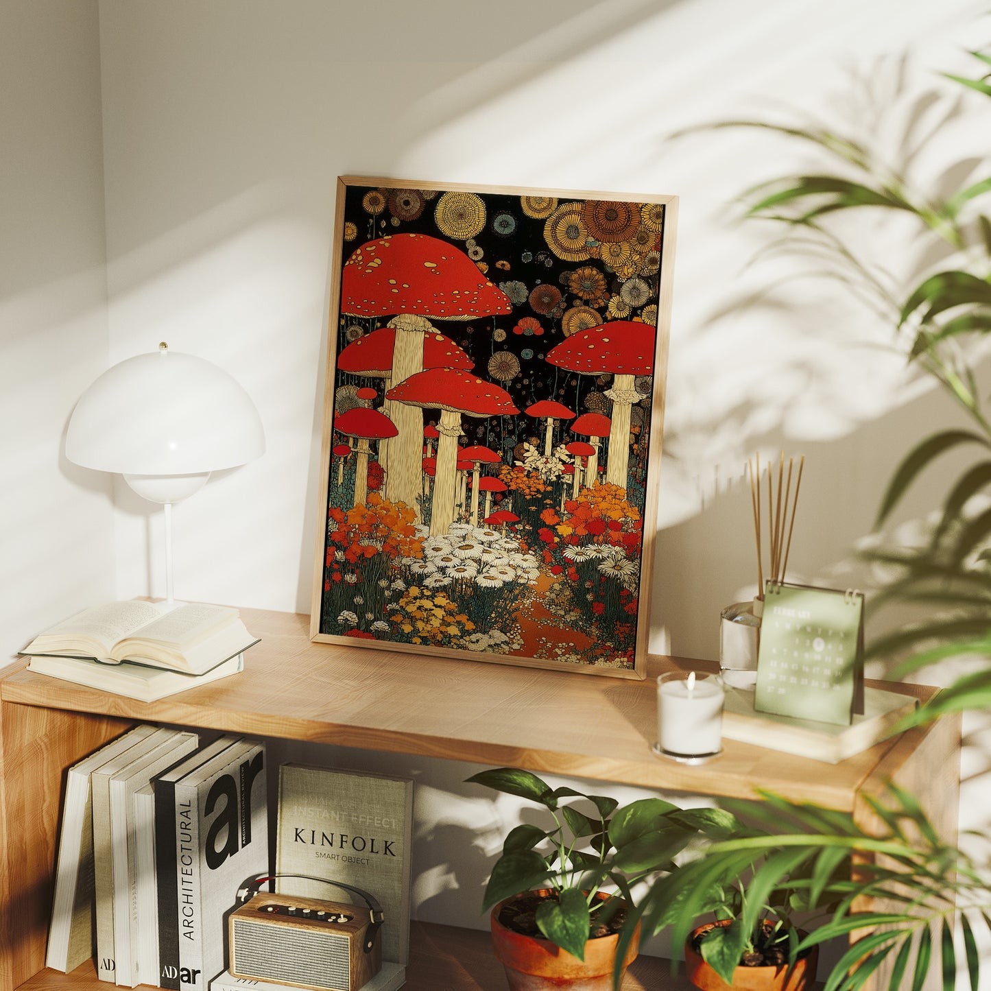 Crimson Mushrooms Dance Under Stars