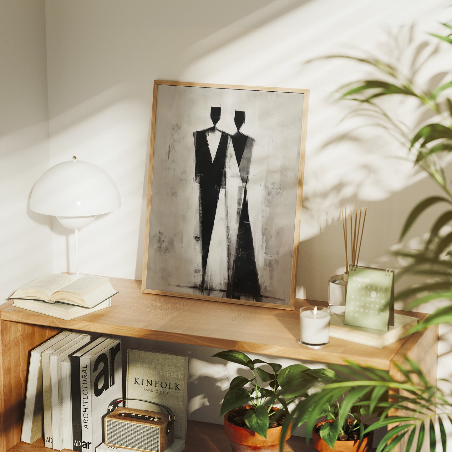 Monochrome Figures Dance Through Fog