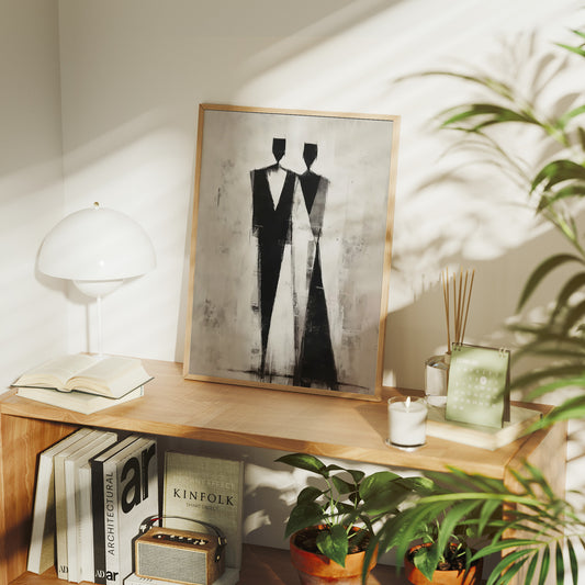 Monochrome Figures Dance Through Fog