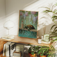 Turtle Dreams Among Wisteria Blooms