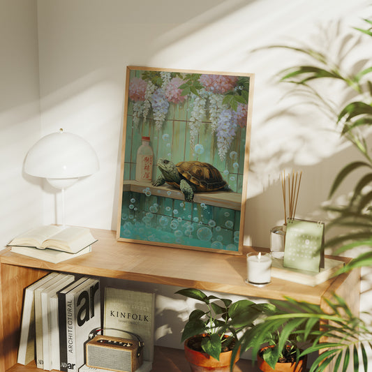 Turtle Dreams Among Wisteria Blooms
