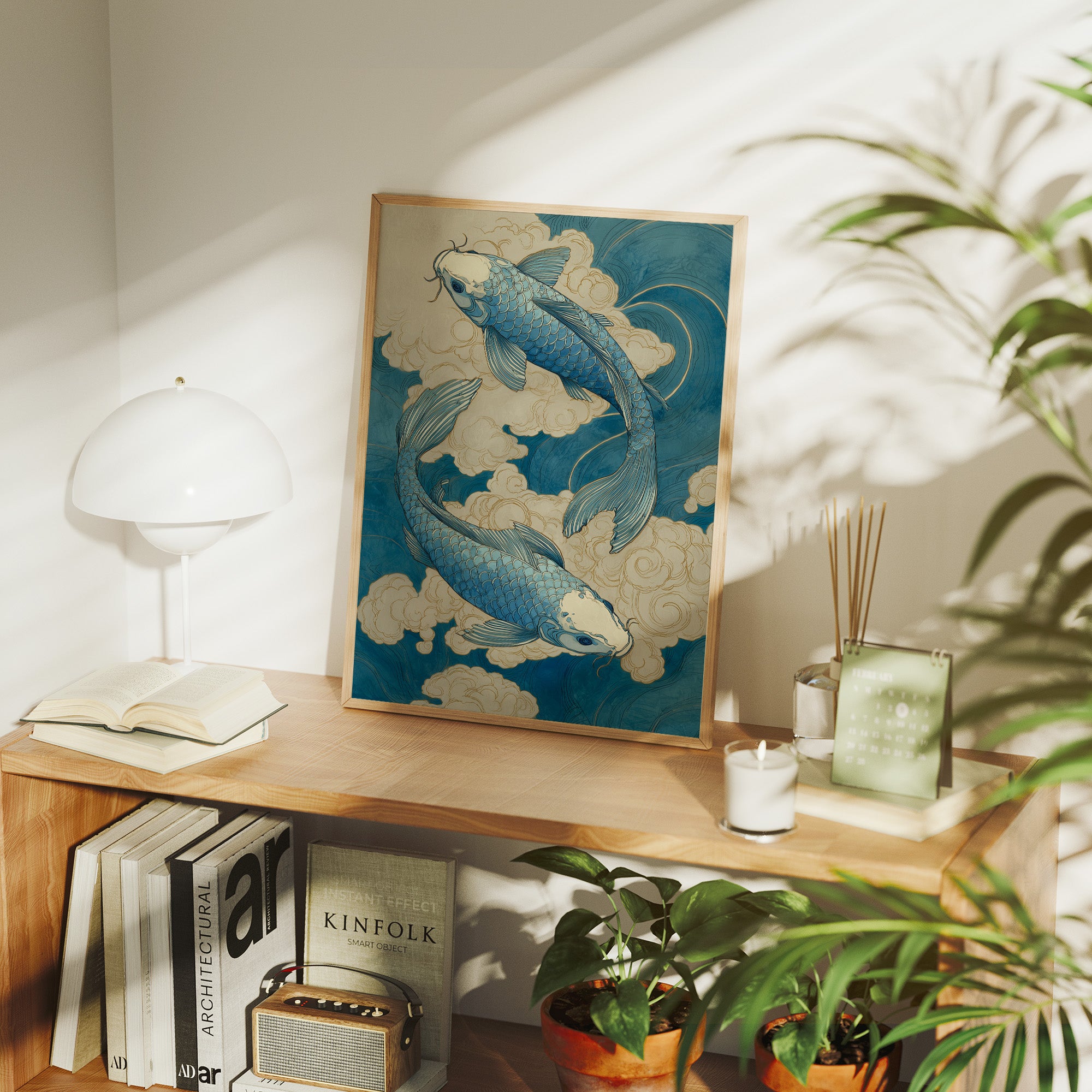 Azure Koi Dance Through Clouds