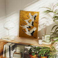 Cranes Dance In Golden Morning