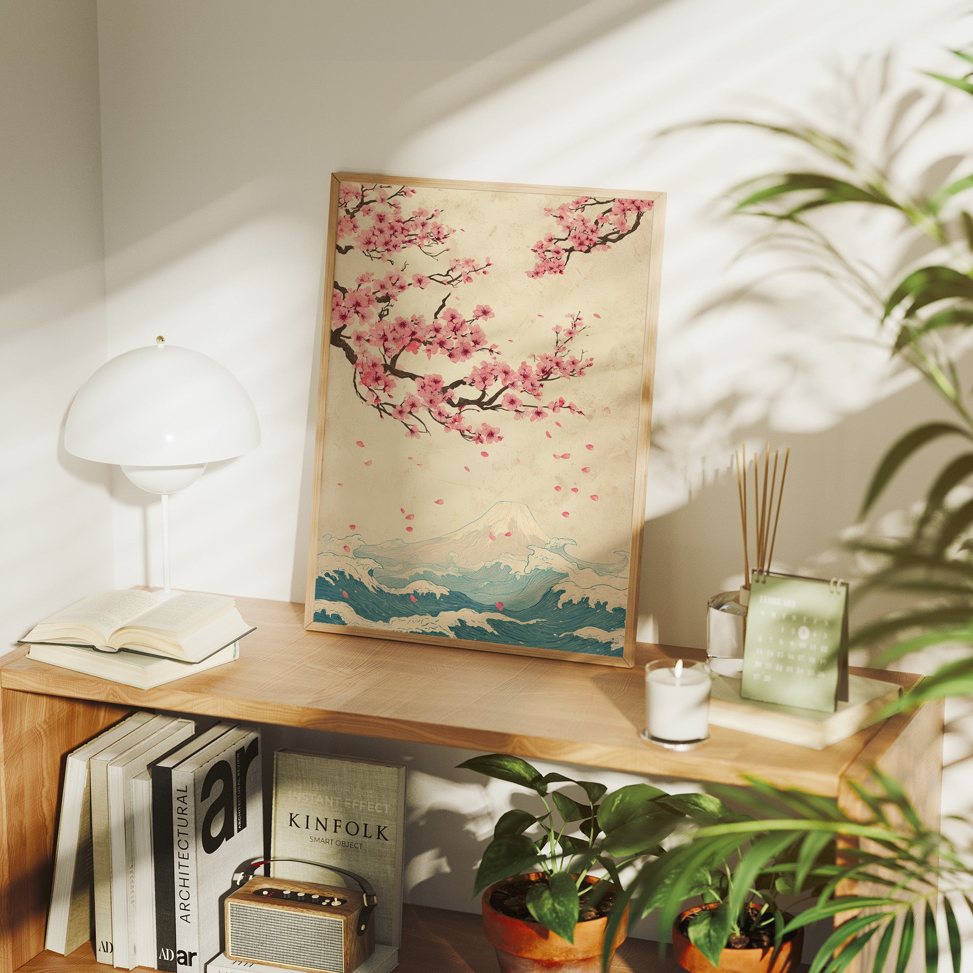 Cherry Blossoms Dance Above Waves